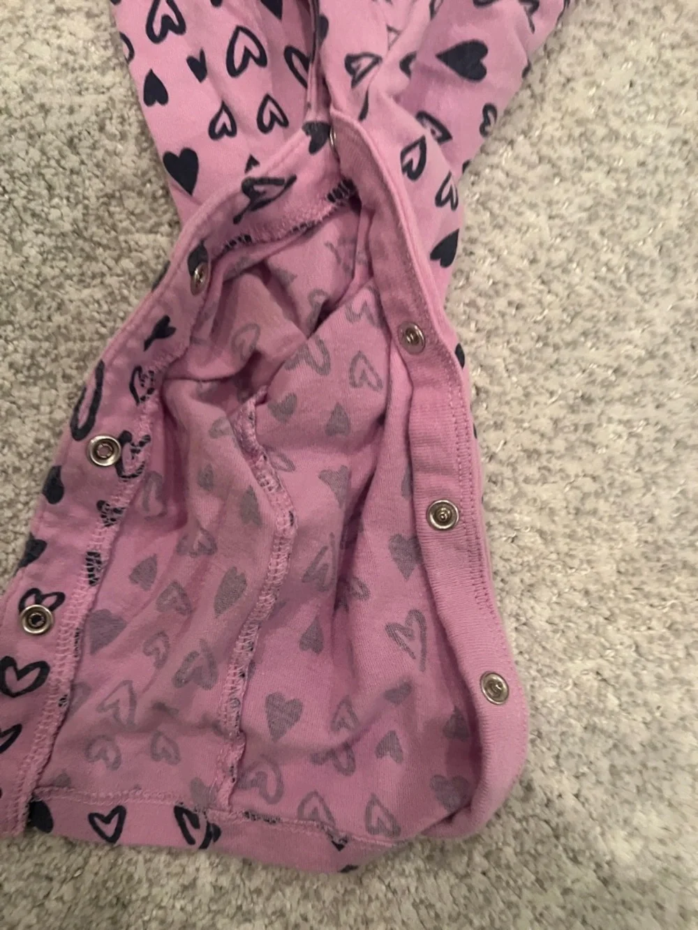 Baby GAP Pink Heart-Print Long-Sleeve One-Piece 12-18M